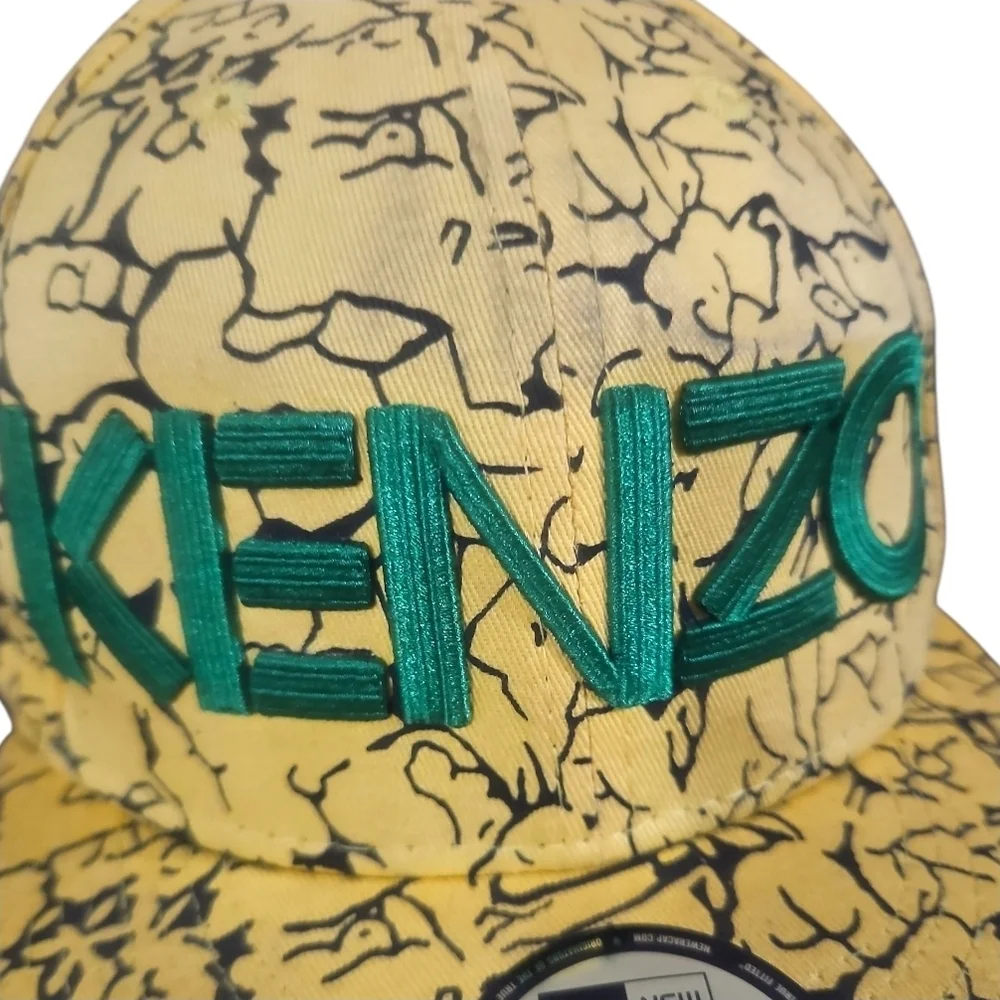 KENZO X NEW ERA | 59FIFTY Yellow/Black Marble Print Green Logo Fitted Hat 7 1/2